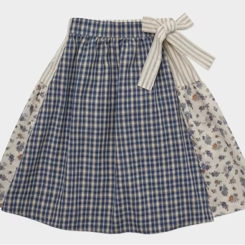 Louisiella apron skirt prairie vintage style plaid floral Size 10 - Picture 2 of 9